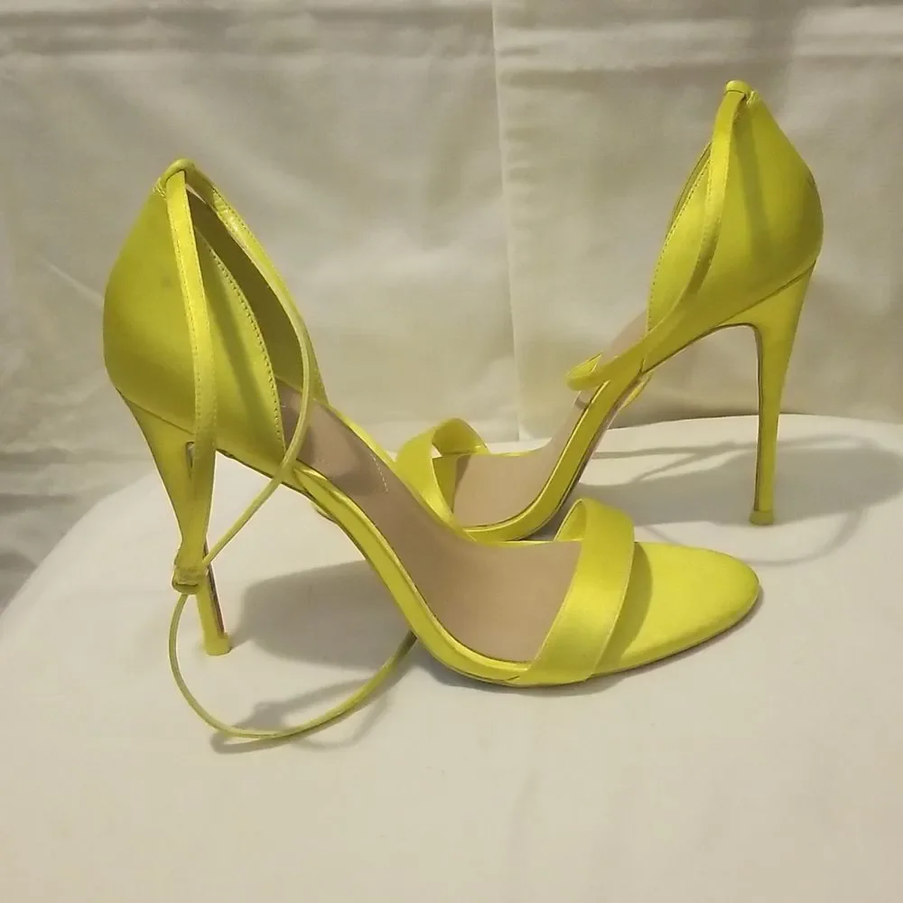 Aldo Neon Yellow Strappy Stiletto Heels